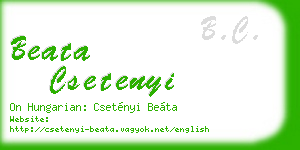 beata csetenyi business card