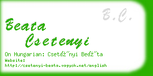 beata csetenyi business card